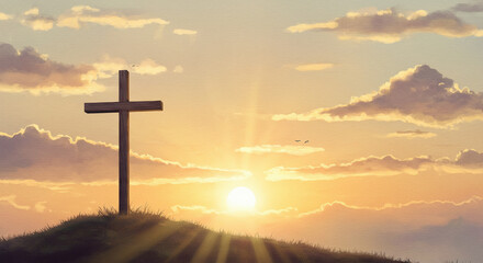 Obraz premium Watercolor Christian Symbol