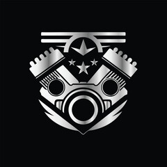 Auto Repair Service Icon Vector Logo Design Template. Car Mechanic Logo. Piston and Cog Wheel Gear Icon Vector Logo Template Design Illustration.
