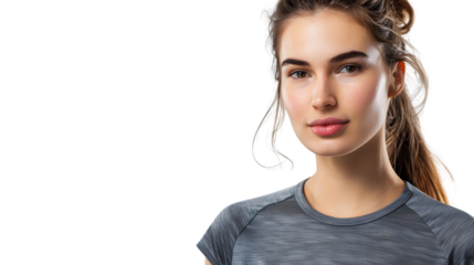 Athletic Young Woman in Sports T-Shirt Demonstrating Shoulder Health and Fitness