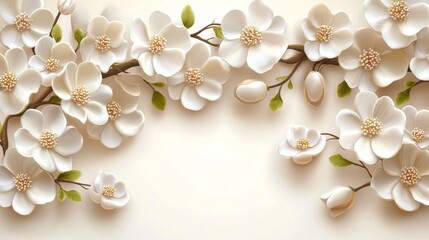 Delicate White Floral Design Wallpaper