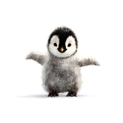 Fototapeta premium Cartoon baby penguin flapping tiny wings