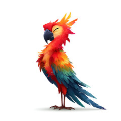 Fototapeta premium Cartoon parrot with bright feathers