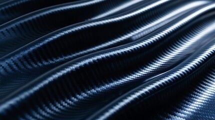 Futuristic metallic carbon fiber pattern with smooth curved surfaces and dark sheen lighting, perfect for high-tech visuals, product branding, and modern abstract wallpaper


