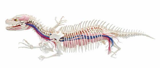 Detailed Lizard Skeleton Anatomy Illustration