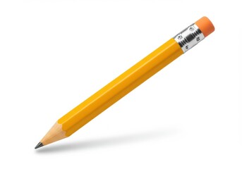 A single yellow pencil with an eraser isolated on white background