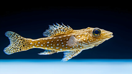 Naklejka premium Spotted Fish In Profile View Against Dark Background