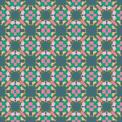 vector seamless pattern with flowers and greenblackgroud