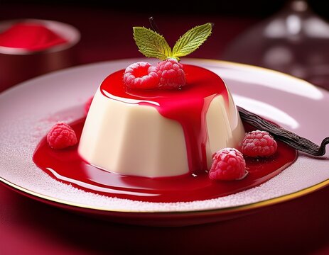 Panna Cotta mit Himbeerso&szlig;e und Vanille