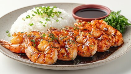 Teriyaki Shrimp Rice Dish.