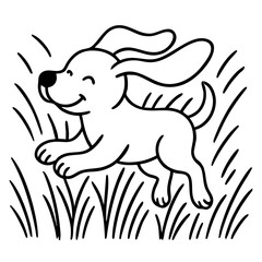 Cute Dog play at park Line Drawing Marker