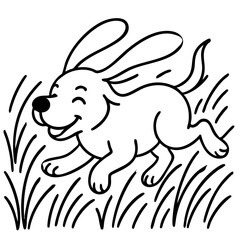 Cute Dog play at park Line Drawing Marker