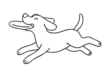 Cute Dog Playing Happy Line Drawing Marker