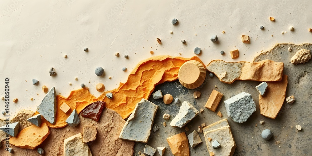 Leinwandbilder dynamic textural abstract collage, featuring blended soft and hard design elements for an innovative