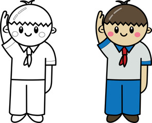 Cute boy coloring pages for kids and adults