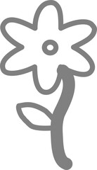 Simple flower drawing with thick gray outlines on a white background, minimalist floral design.