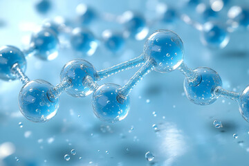 3D Render Blue Molecule Illustration