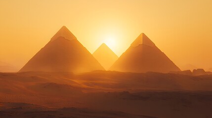 Iconic Pyramids at Sunset in the Desert