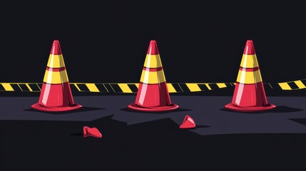 Yellow and black police tape is used to convey the concept of danger of a crime scene, damage, or area that is in an unstable condition during an investigation in an abstract view.