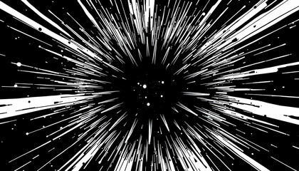 Obraz premium Abstract Black And White Graphic Art with Radial Lines Emanating From a Central Void