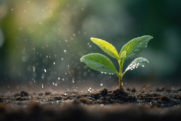 New Life Emerging from the Earth with a Small Plant Sprouting in a Natural Setting Symbolizing Growth Resilience and the Beauty of Nature