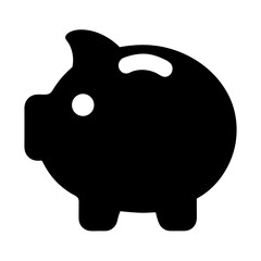 Black Piggy Bank Icon Savings Money Finance Symbol