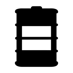 Black and White Icon of a Metal Barrel for Oil or Chemical Storage