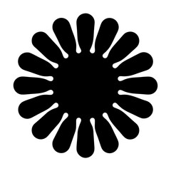 Abstract Black and White Circular Flower Design with Sixteen Petals
