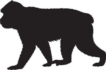 Formosan Rock Macaque Vector Silhouette