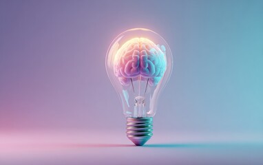 Brain in a lightbulb idea concept