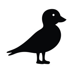 Simple Black Silhouette of a Small Bird Standing on Two Legs