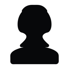 Simple Black Silhouette of a Person's Head and Shoulders Facing Forward