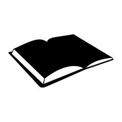 Open book illustration for reading or learning concepts in simple black and white