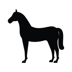 Elegant Silhouette of a Horse Standing Calmly Against a White Background