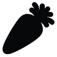 Silhouette of a Cartoon Carrot with Leafy Greens on a White Background