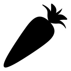 Silhouette of a vibrant and fresh carrot with lush green leaves