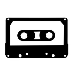 Retro Cassette Tape Illustration Depicting Classic Audio Technology in Black and White