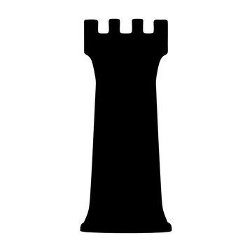 recommend clip art: Black rook chess piece silhouette isolated on white background illustration