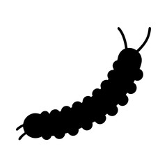 Silhouette of a segmented caterpillar larva with antennae and posterior prolegs