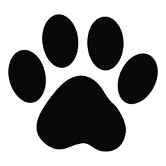 Black paw print on white background representing a domestic animal