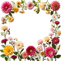 Obraz premium colorful flower frame isolated on transparent png