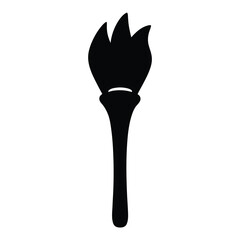 Simple Black Torch Silhouette with Flames on White Background Illustration