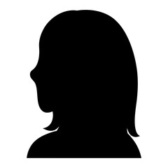 Silhouette of a woman's head and shoulders on a white background image