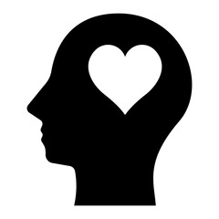 head with heart glyph icon reflecting emotional smart
