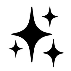 Black and White Minimalist Sparkle Stars Icon for Design and Decoration