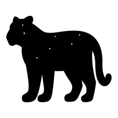 Celestial Panther Silhouette with Sparkling Stars against a Clear White Background