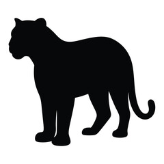 Black silhouette of a large wild cat standing powerfully and elegantly