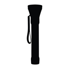 Silhouette of a traditional flashlight or torch with a wrist strap