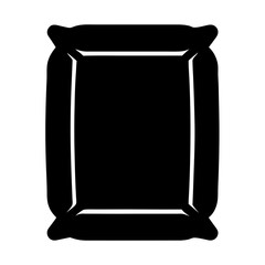 Stylized silhouette of a bag or sack with decorative edging lines