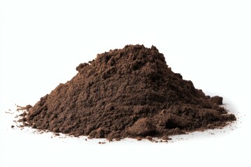 Brown Coffee Powder Pile Isolated on White Backdrop Detail Granular Texture Mound