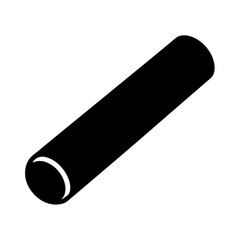Simple black cylinder viewed at an angle on a white background illustration
